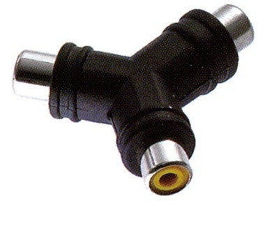 【Y字形狀轉換插頭 1RCA蓮花插口轉2個RCA蓮花插口音頻轉接頭 鍍鎳】價格,廠家,圖片,連接器,常州市格蘭德電子-